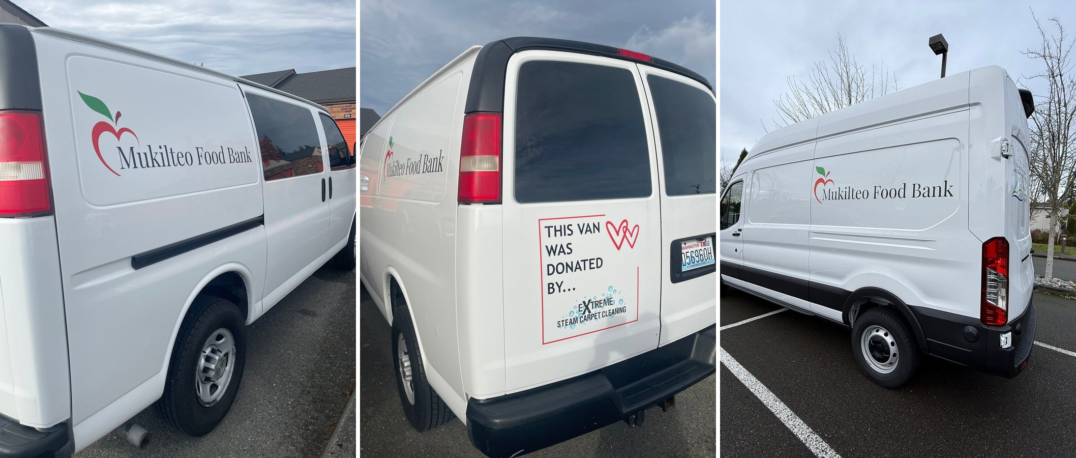 Mukilteo Food Bank logo applied to delivery van fleet